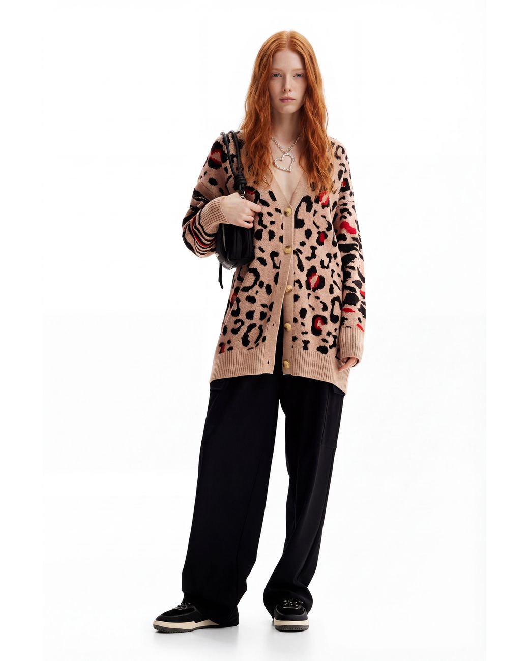 Desigual White Oversize Leopard Cardigan