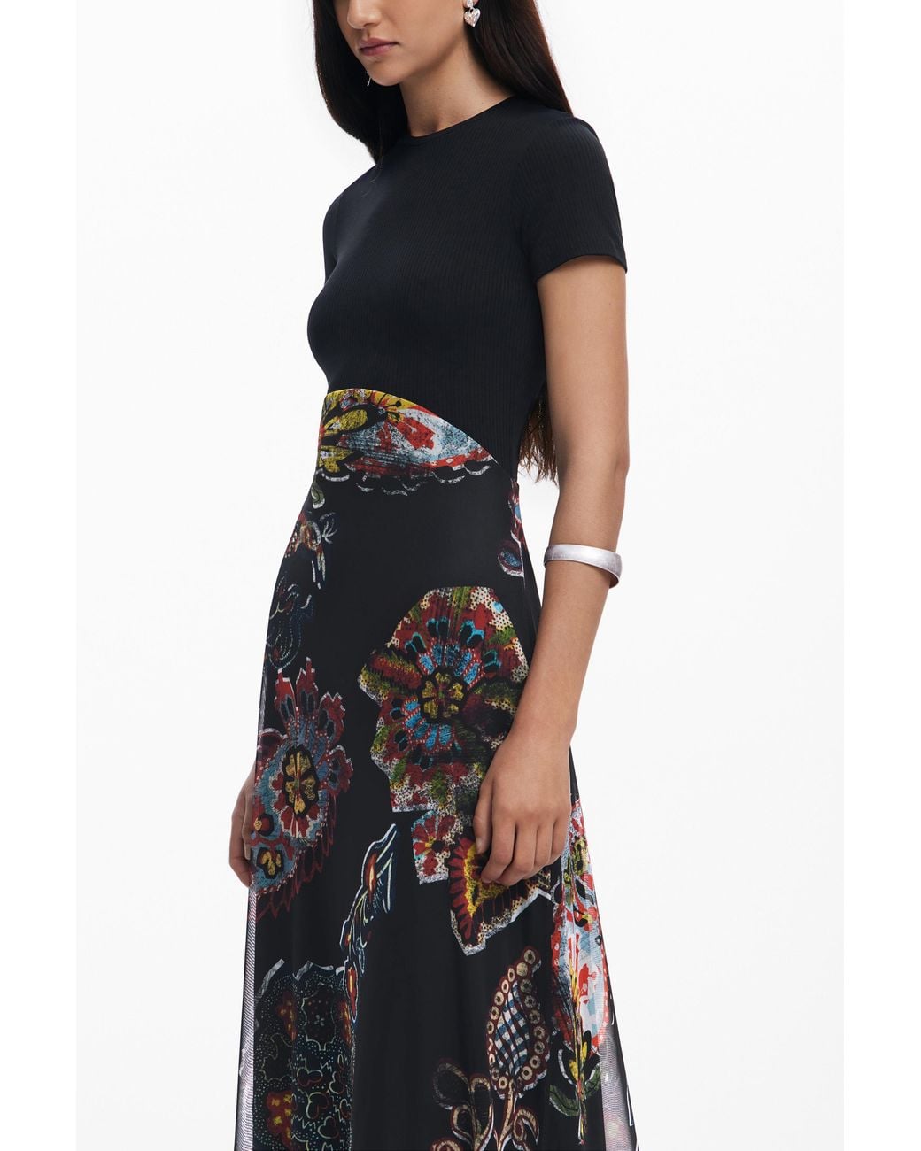 Desigual Black Dress Designed By Mr. Christian Lacroix, Polyester