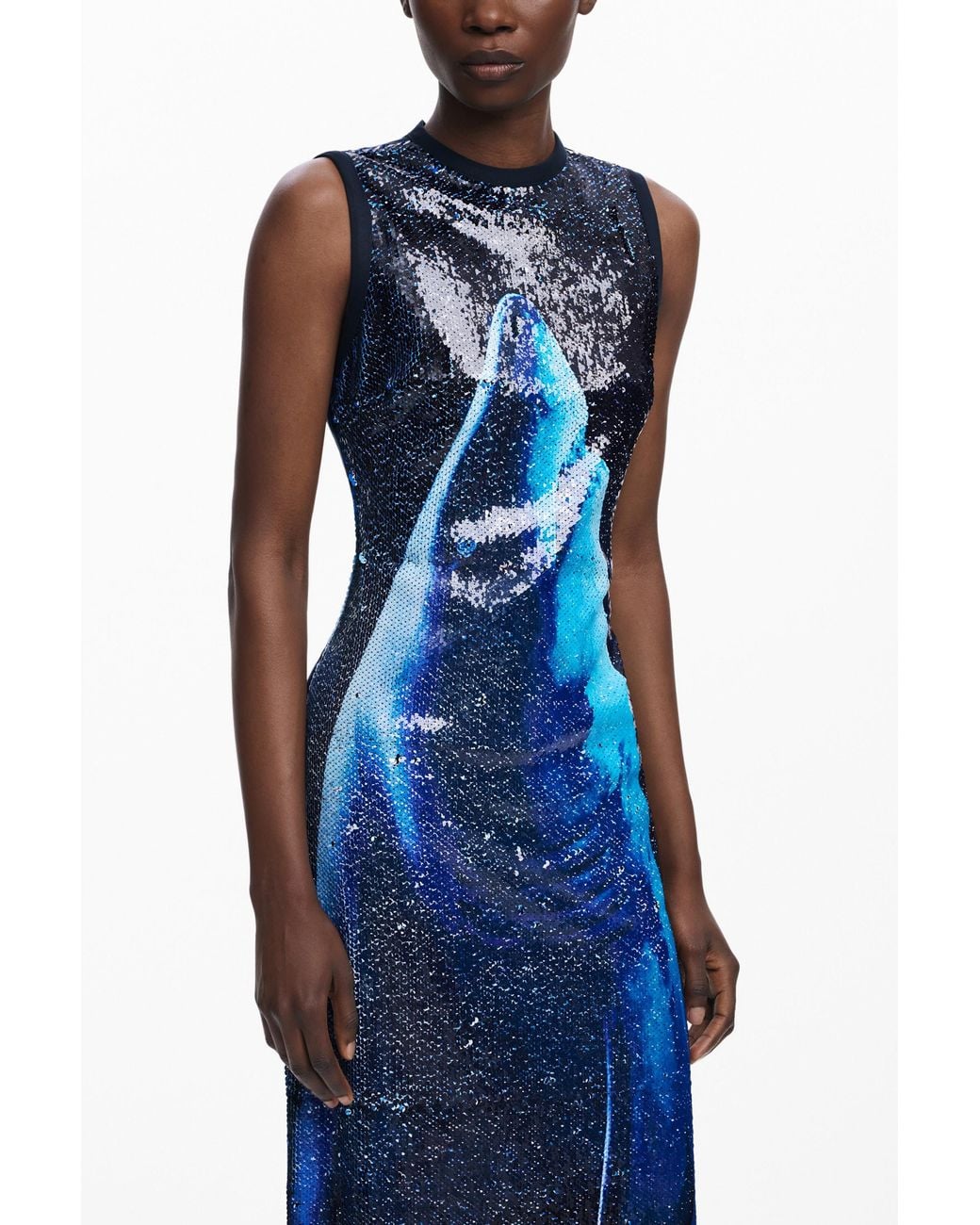 Desigual Blue Reversible Sequin Dress Botter