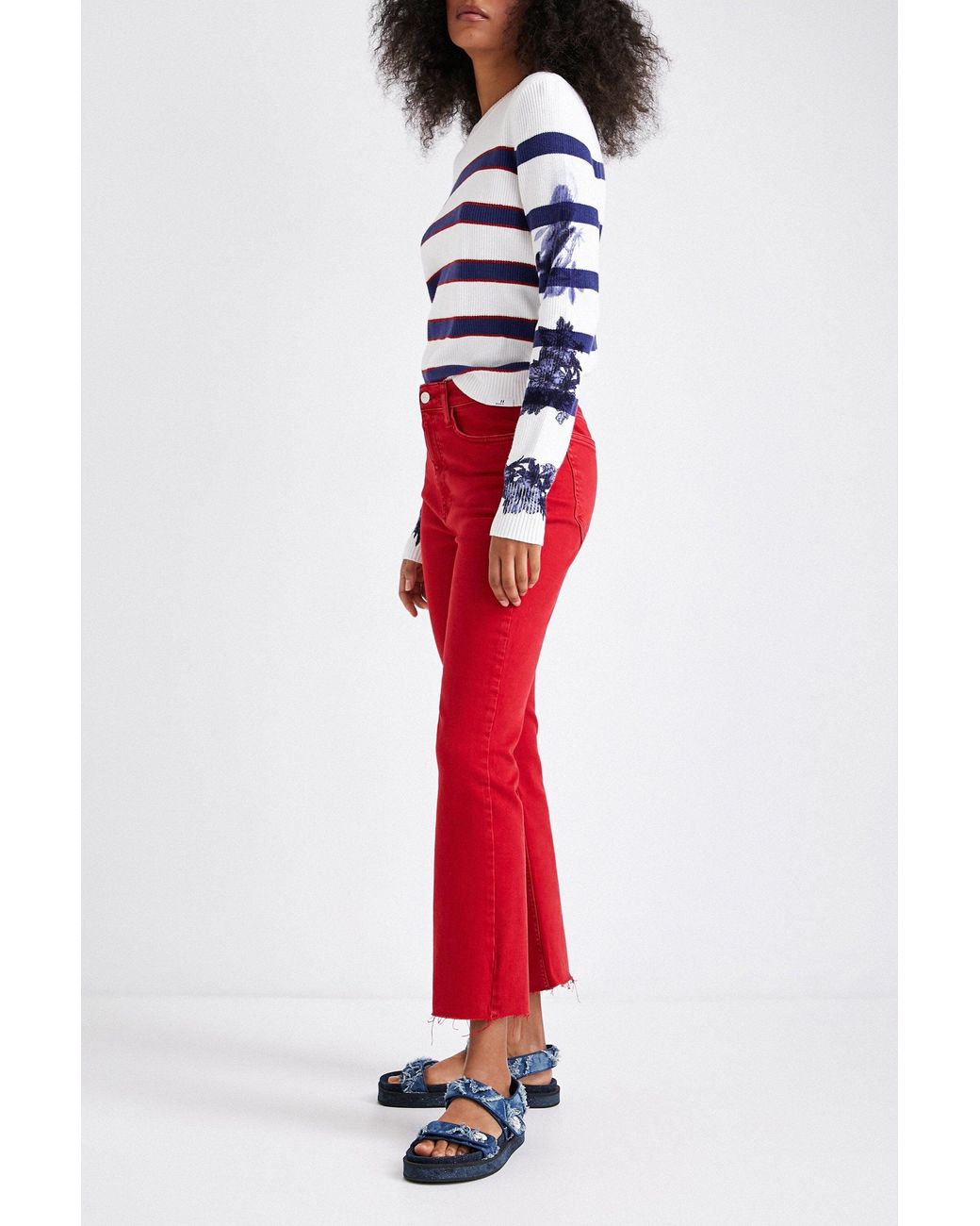 Desigual Flared Ankle Grazer Trousers, Cotton