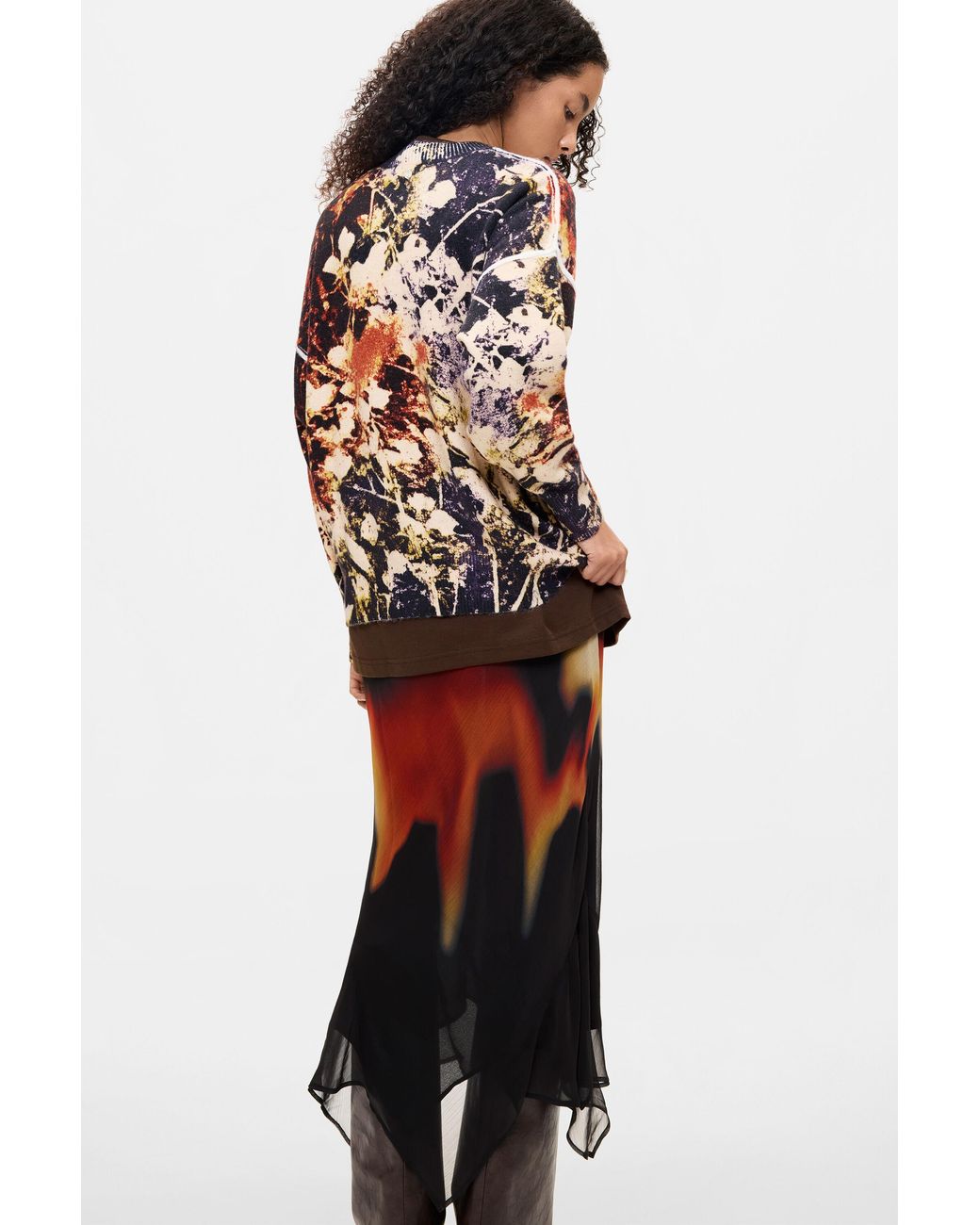Desigual Yellow Jacquard Sweater