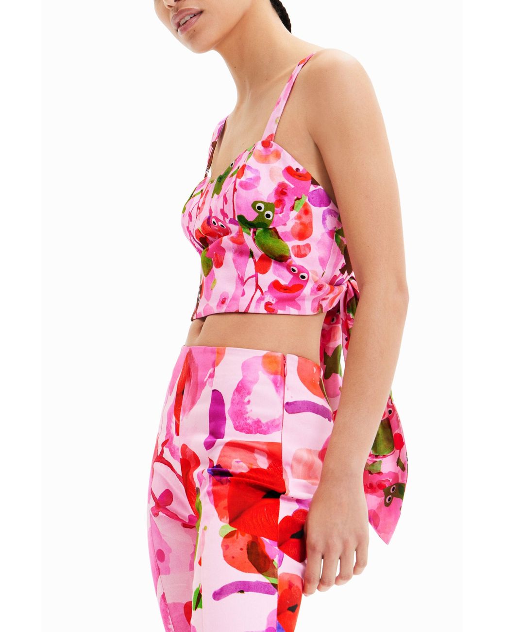 Desigual Red M. Christian Lacroix Short Corset Top, Cotton