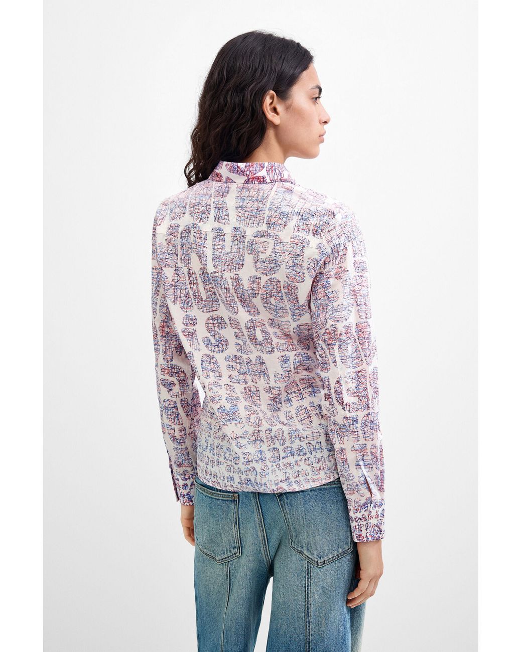 Desigual White Floral Print Shirt 100% Cotton, Cotton