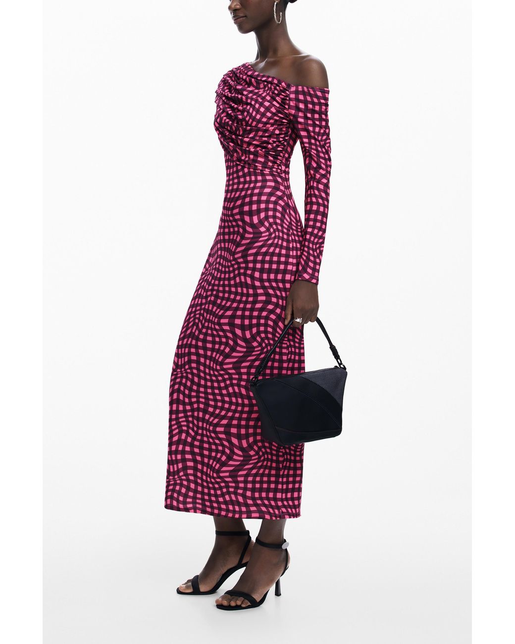 Desigual Purple Psychedelic Checkered Dress, Polyester