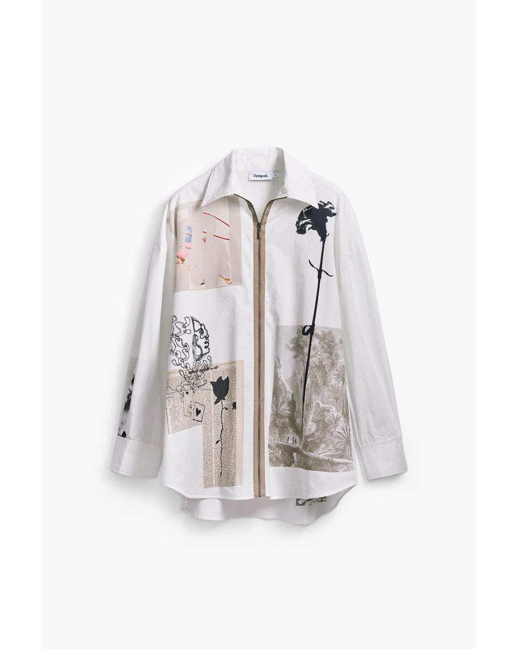 Desigual Gray Shirt Designed By Mr. Christian Lacroix, Cotton