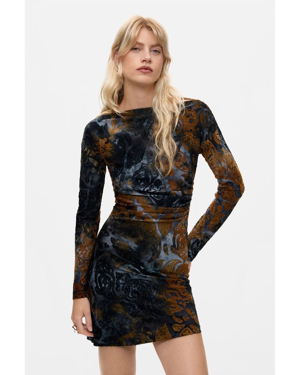 Desigual Black Flocked Short Dress