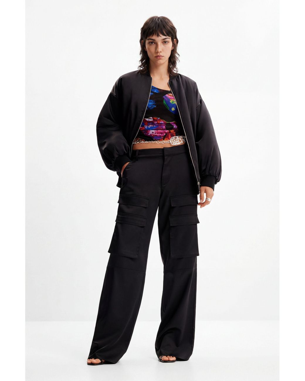 Desigual Black M. Christian Lacroix Cargo Trousers, Polyester