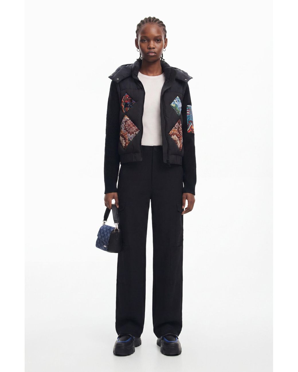 Desigual Black Combined Padded Vest