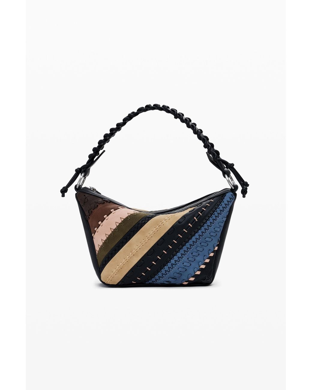 Desigual Blue Medium Patchwork Shoulder Bag, Polyurethane