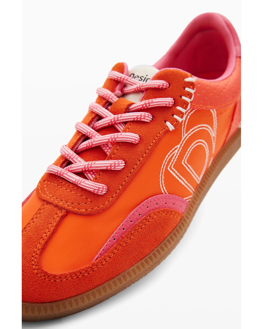 Desigual Red Retro Split Leather Sneakers
