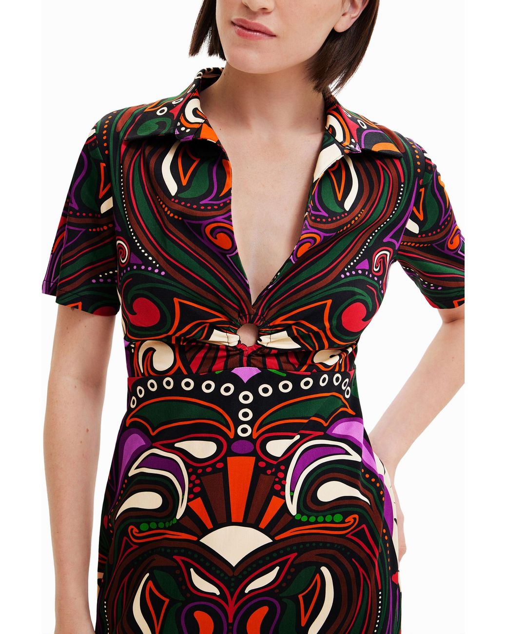 Desigual Red Short Slim Retro Dress