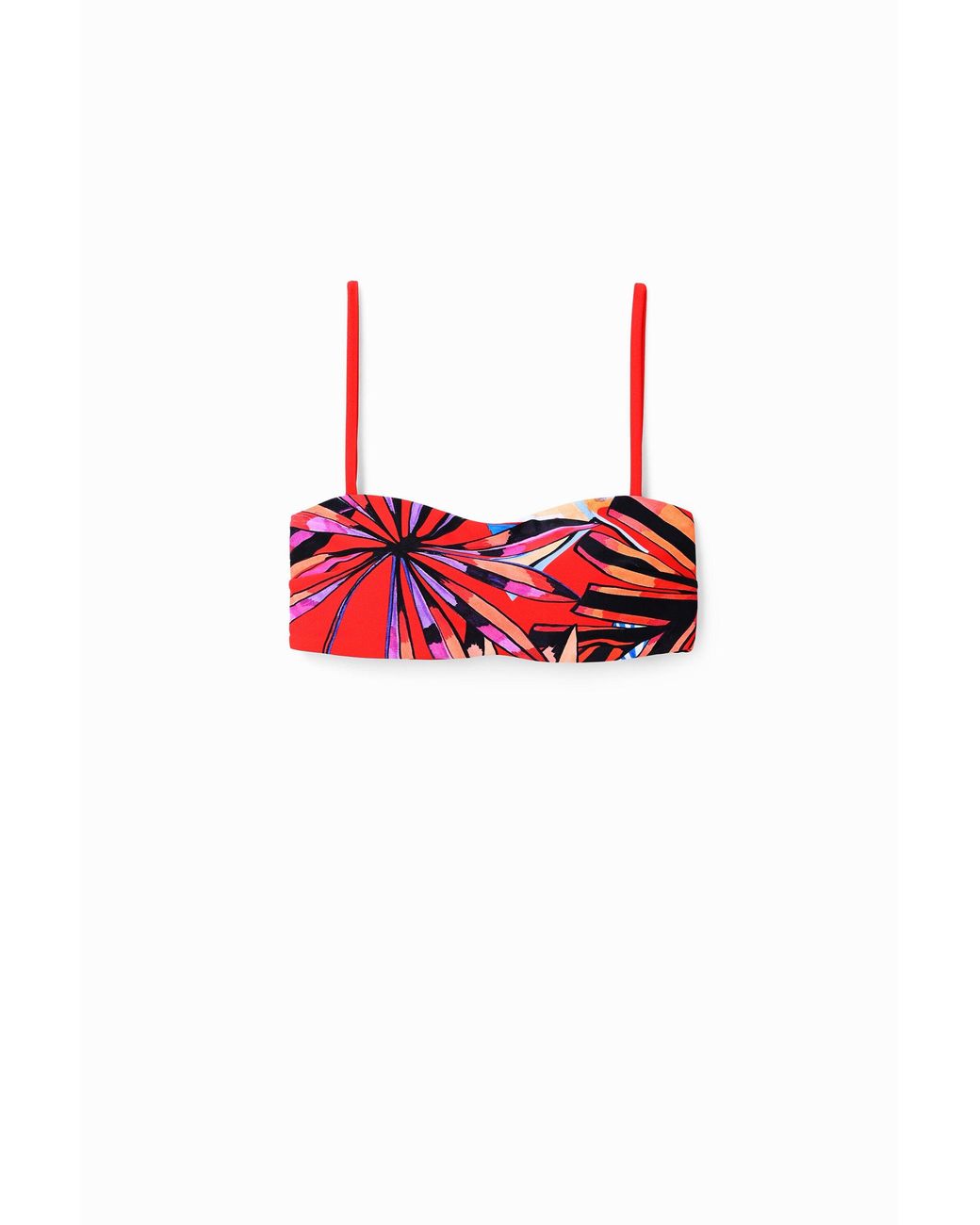 Desigual Red Tropical Bandeau Bikini Top