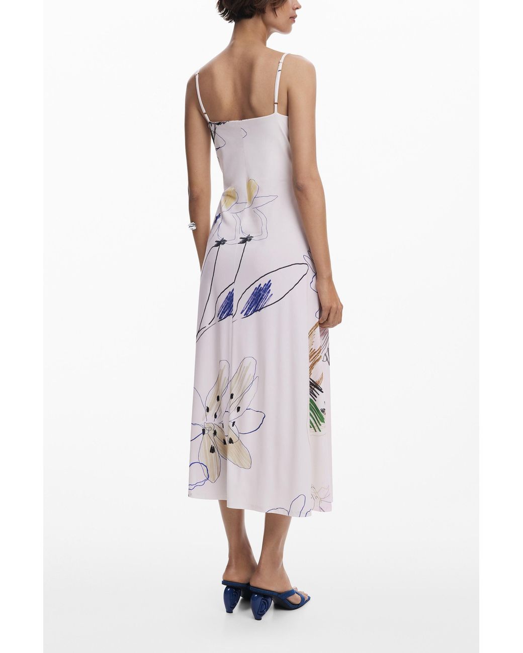 Desigual White 2-In-1 Brushstroke Dress, Polyester