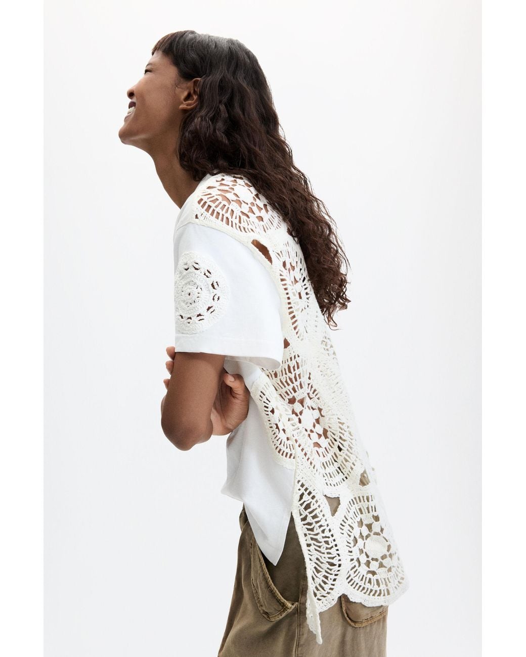 Desigual White Embroidered T-Shirt