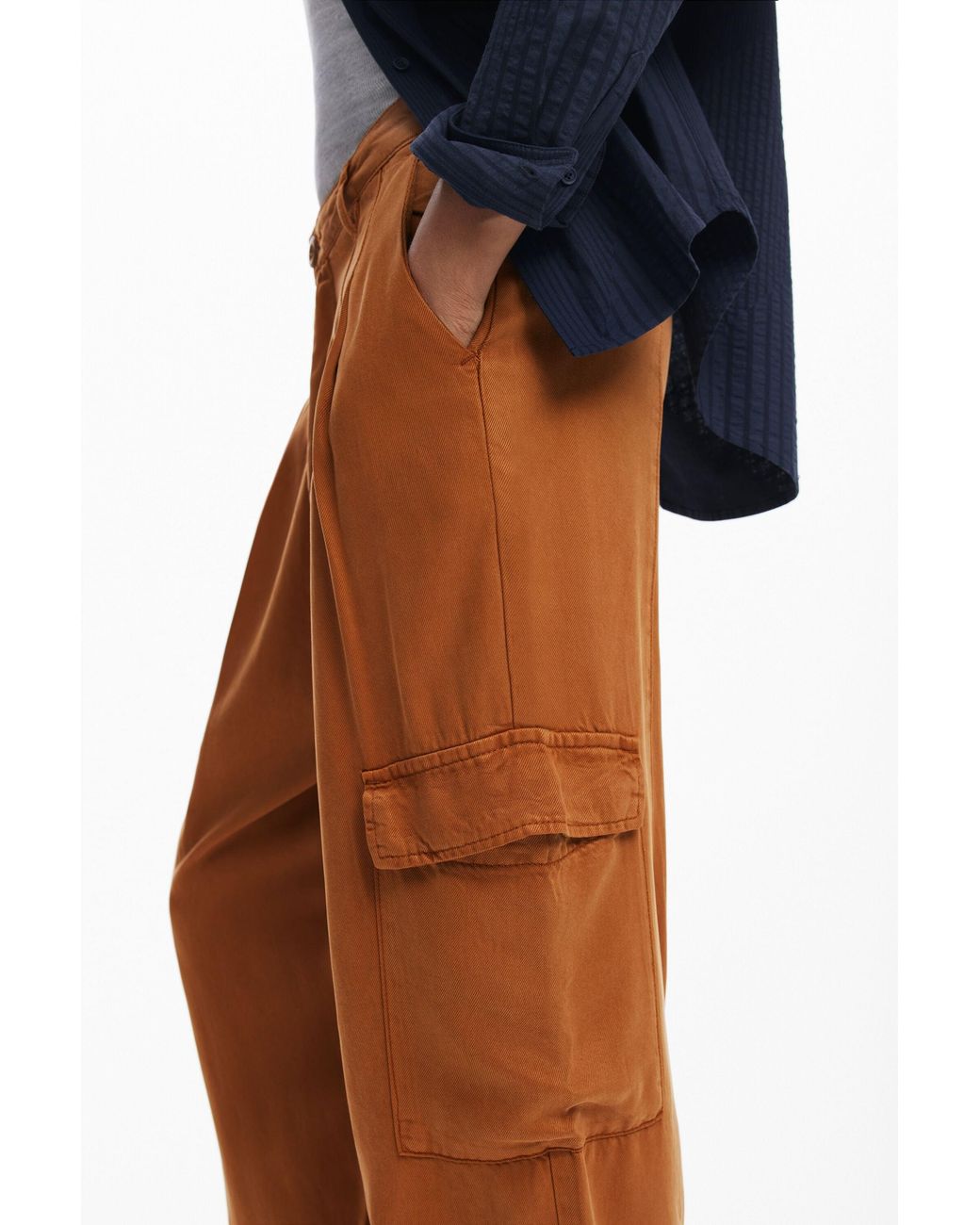 Desigual Blue Flowy Cargo Pants, Lyocell