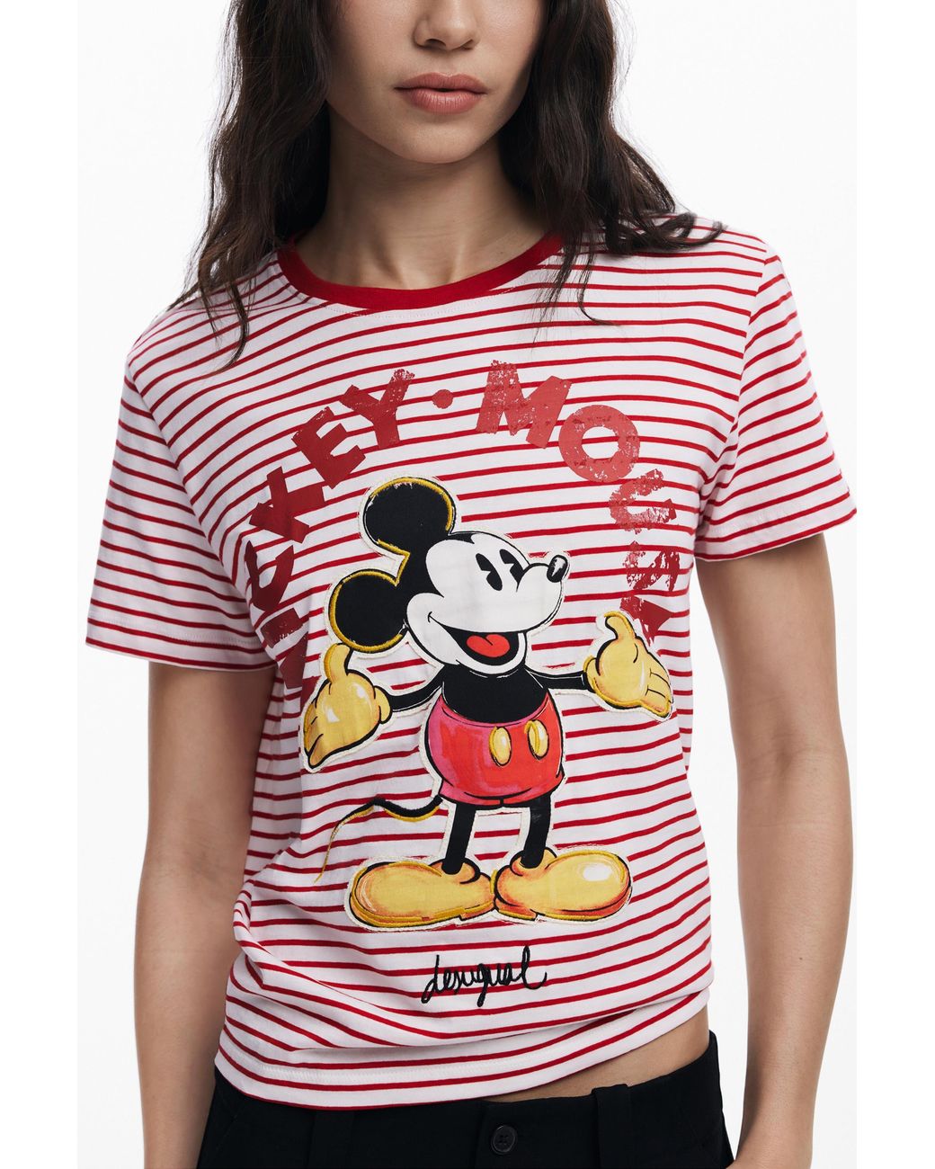 Desigual Red Mickey Mouse T-Shirt, Cotton