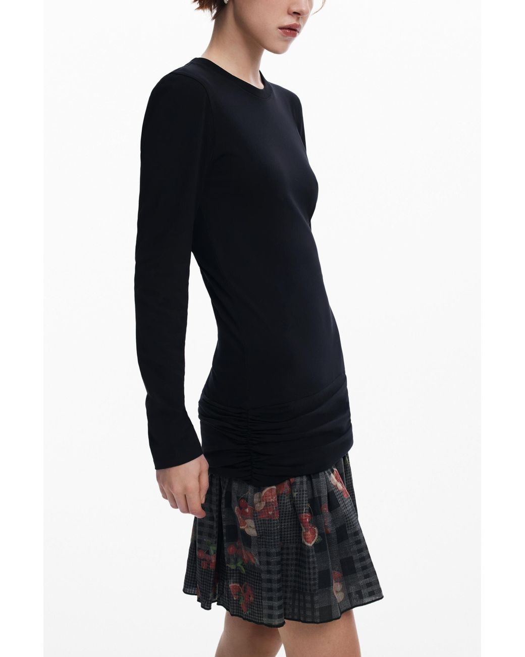 Desigual Black Two-Piece Effect Dress, Cotton