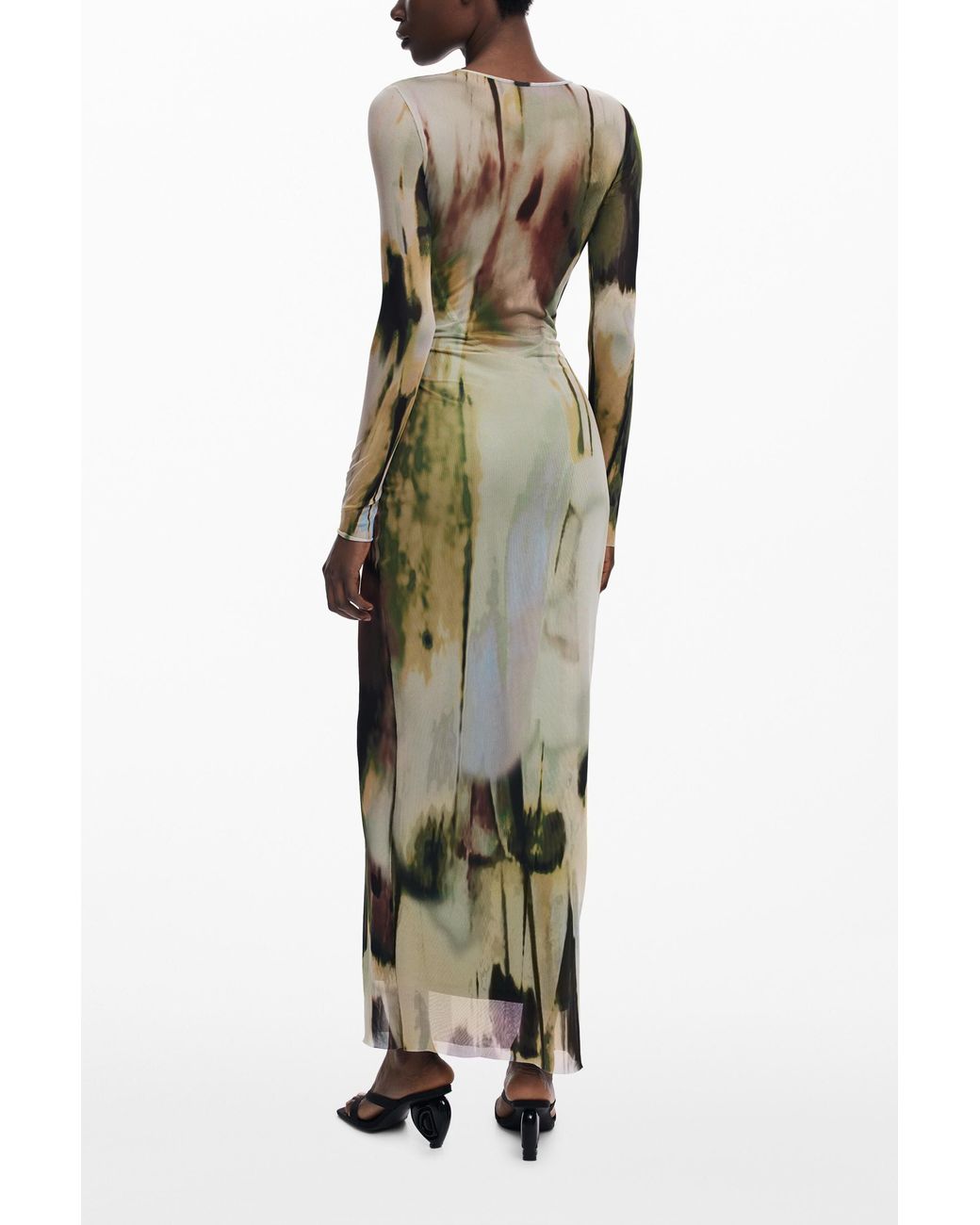 Desigual Green Long Tulle Dress, Polyester