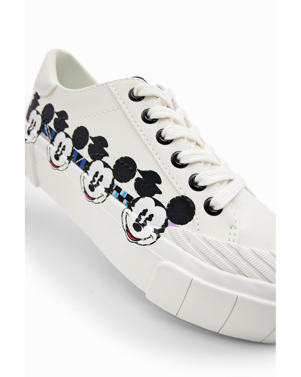 Desigual White Mickey Mouse Platform Sneakers, Polyurethane