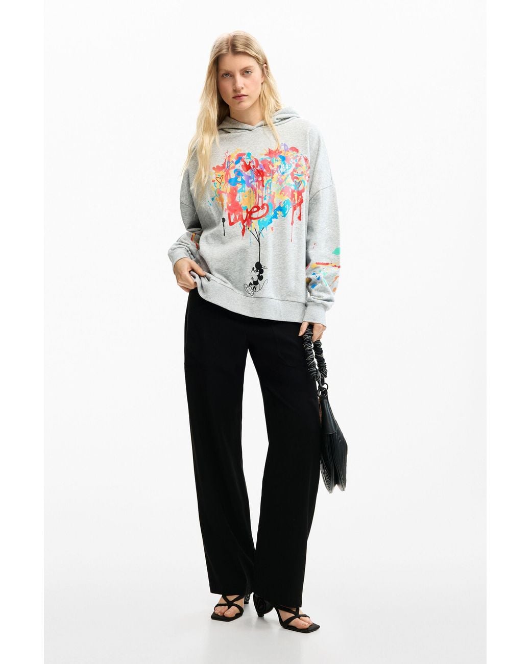 Desigual White Mickey Mouse Sweatshirt, Cotton
