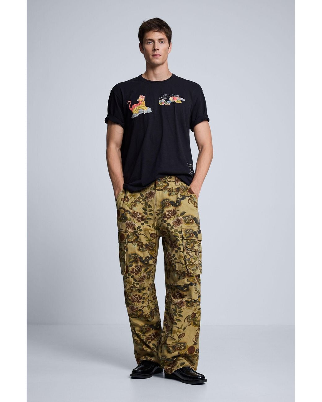 Desigual Blue Printed T-Shirt, Cotton for men