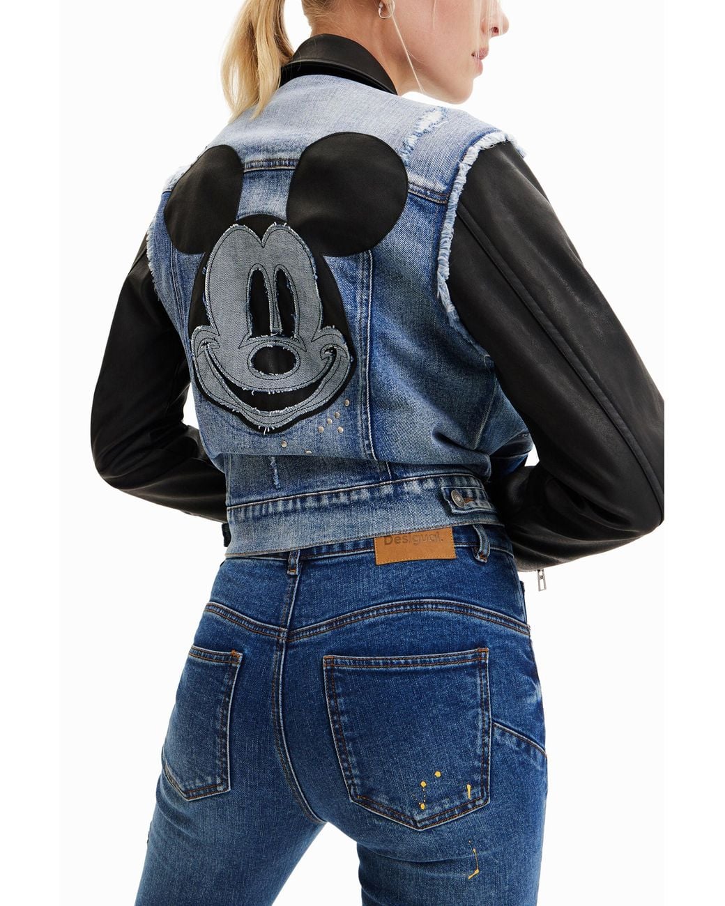 Desigual Blue Mickey Mouse Hybrid Denim Jacket