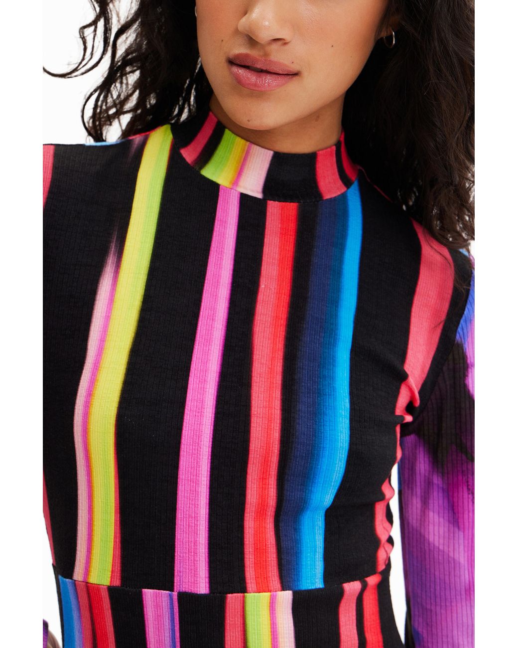 Desigual Blue Christian Lacroix Slim Striped Midi Dress, Viscose