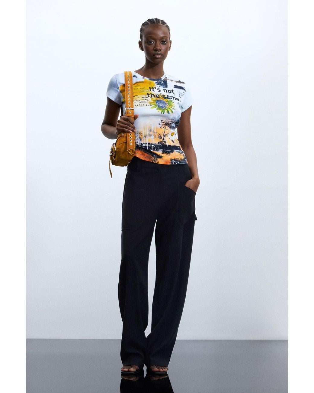 Desigual Black Printed T-Shirt 100% Cotton, Cotton