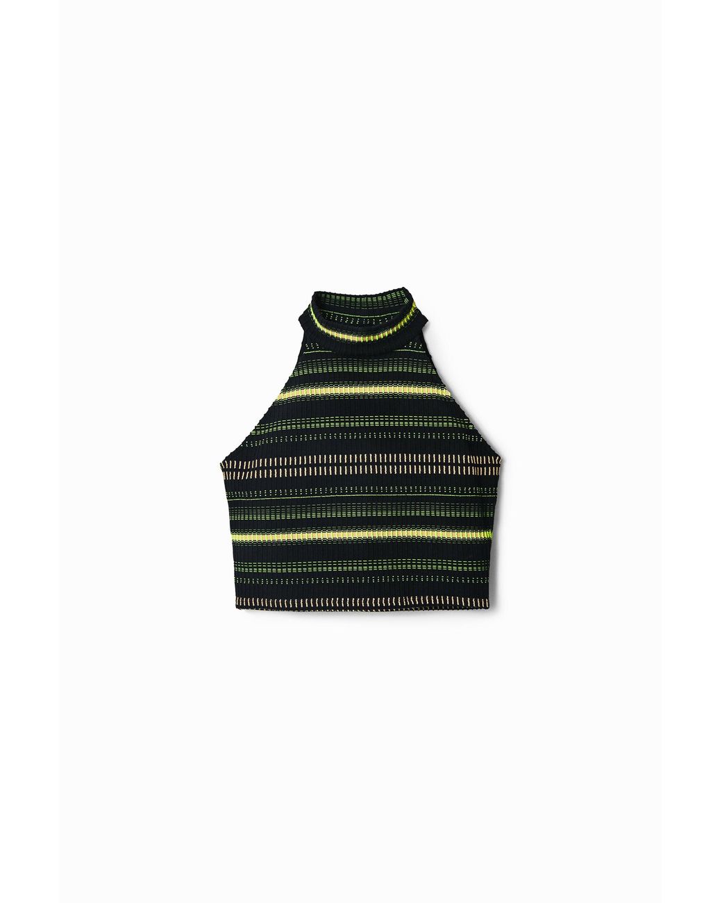 Desigual Black Striped Crop Top