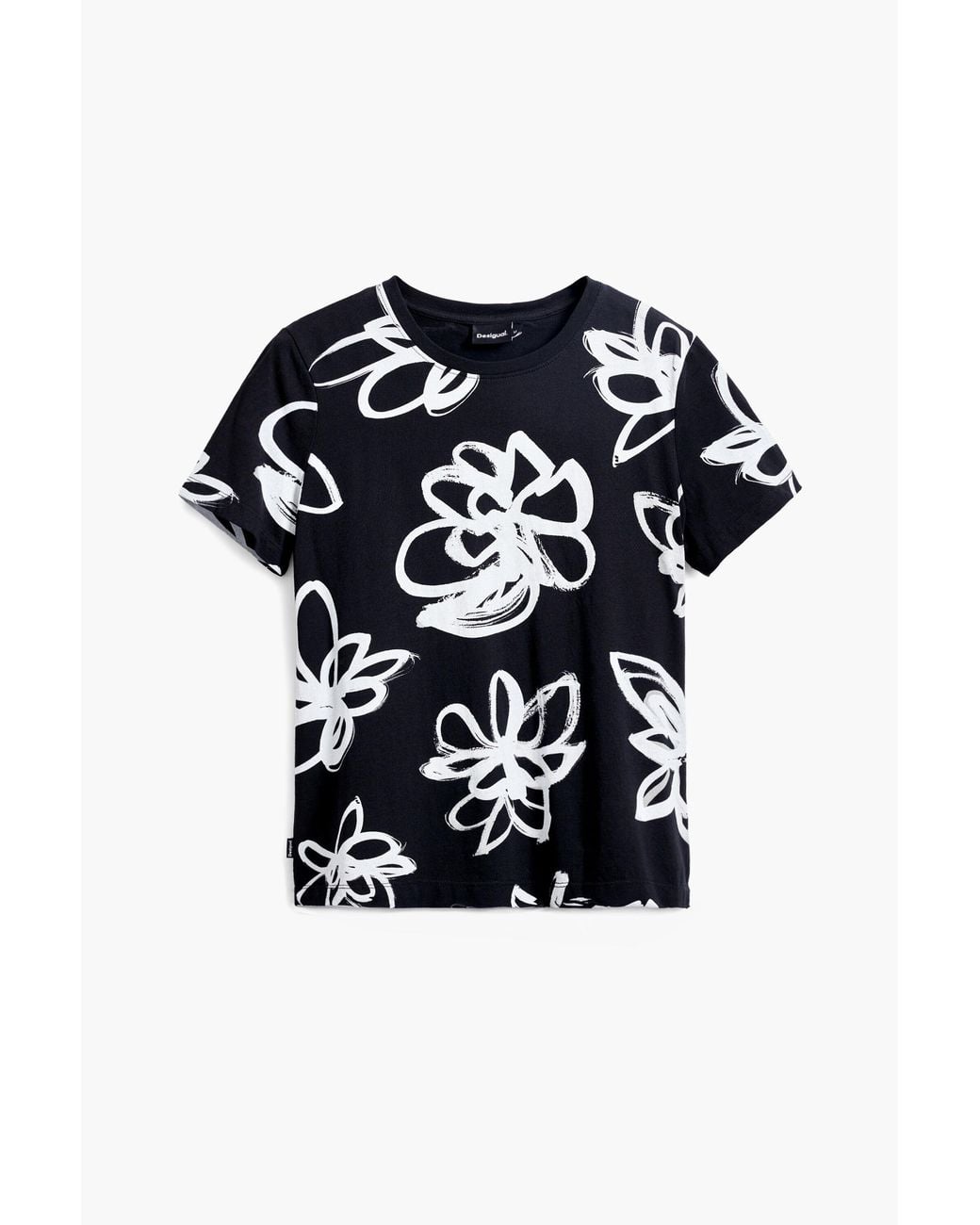 Desigual Blue Large Flower T-Shirt, Cotton