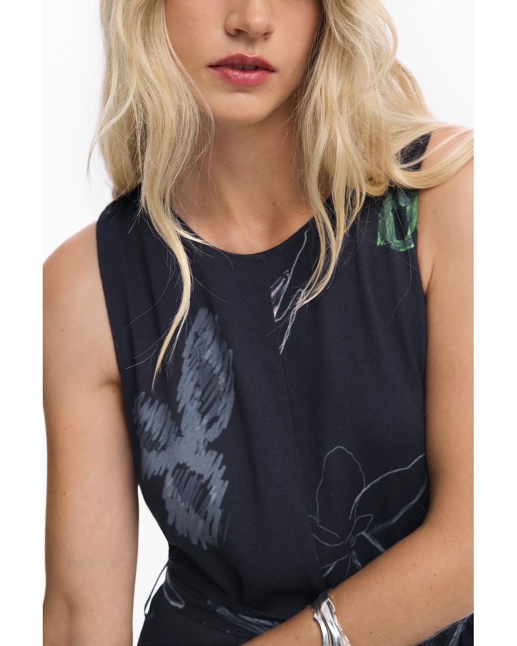 Desigual Blue Floral Palazzo Jumpsuit, Viscose