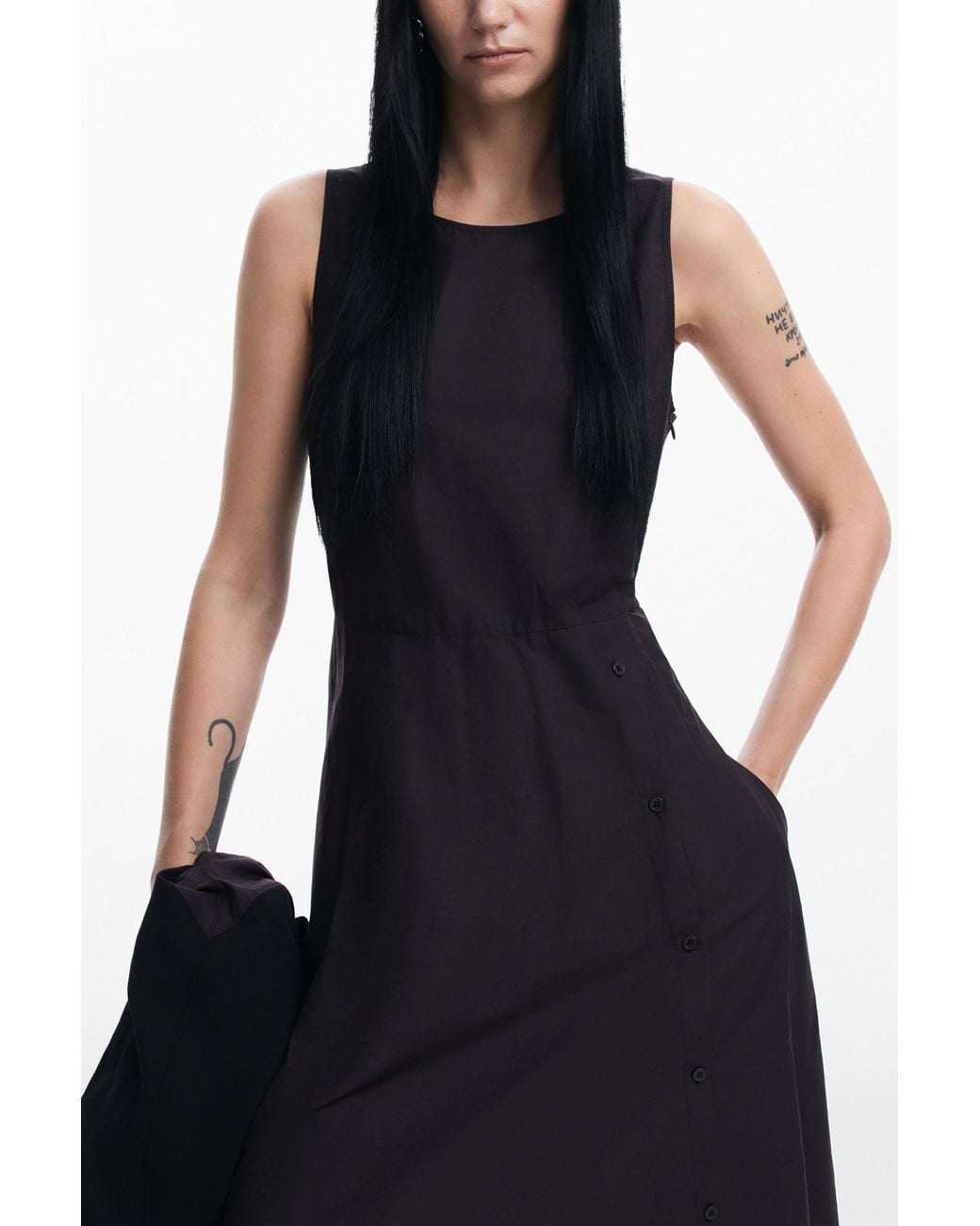 Desigual Blue Combined Plain Dress, Cotton
