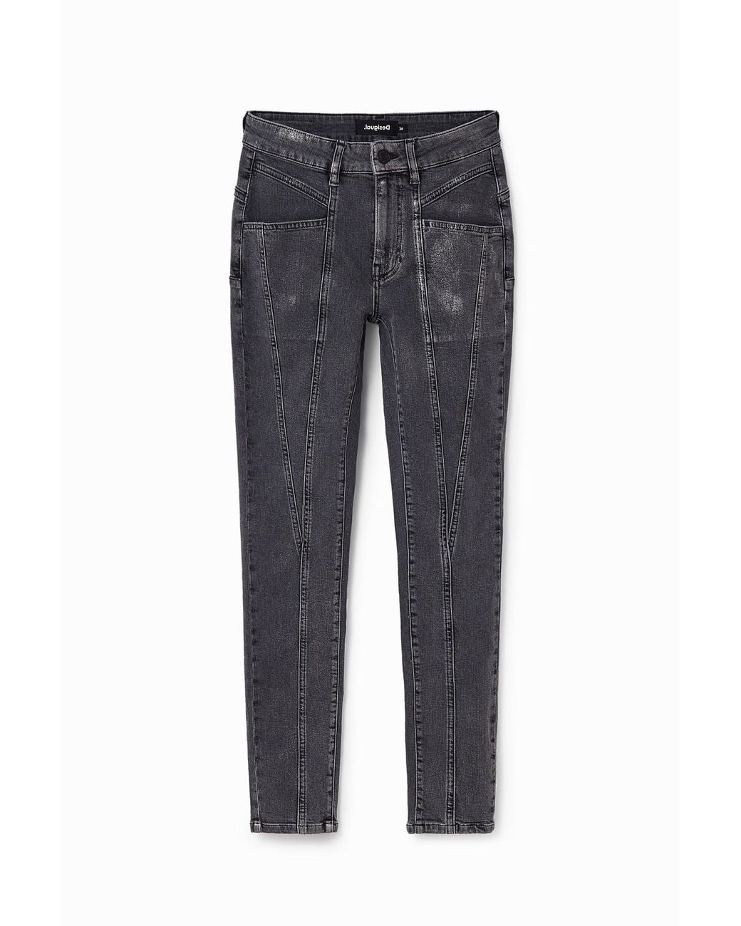 Desigual Gray Metallic Push-Up Skinny Jeans, Cotton