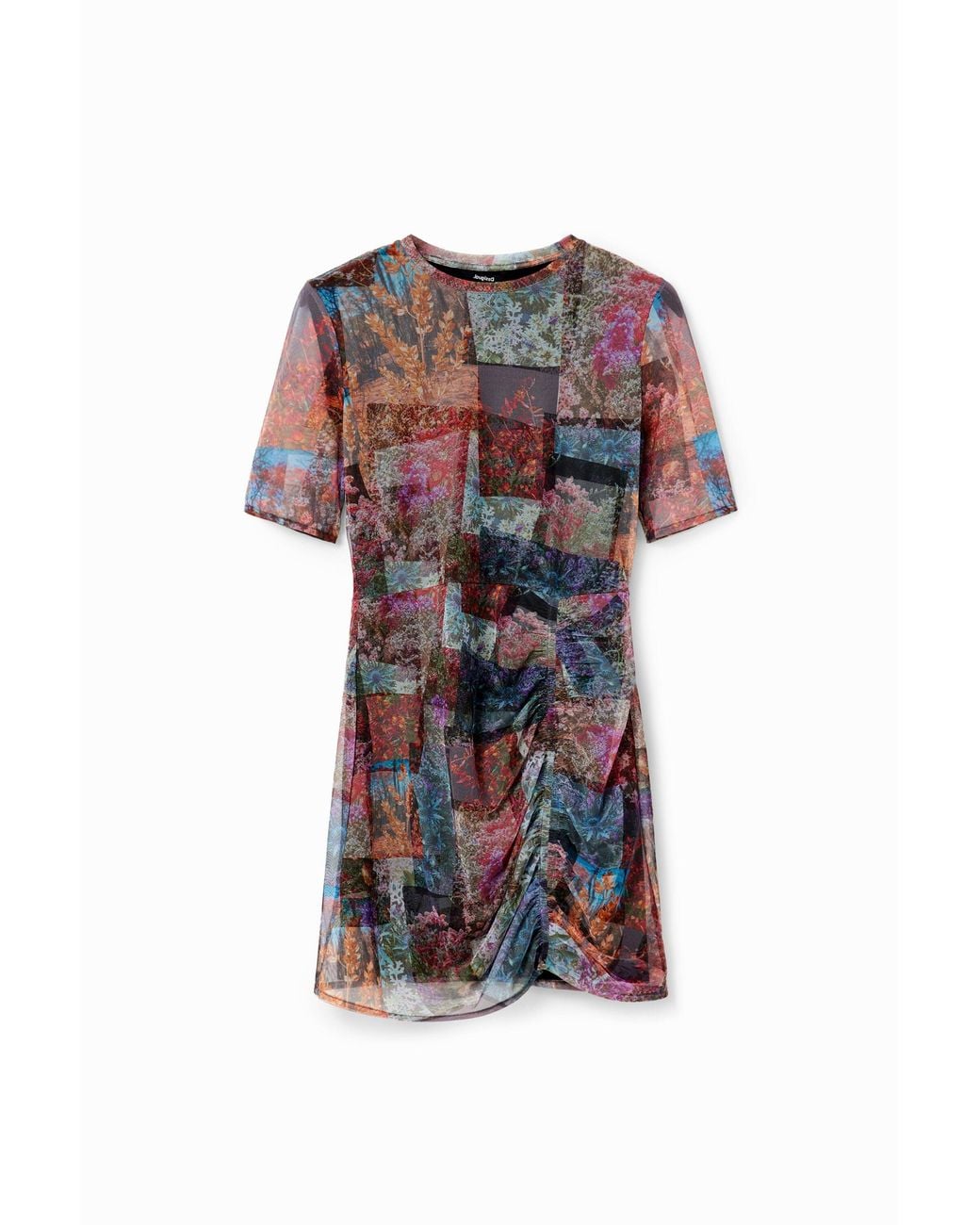 Desigual Red Short Forest Dress, Polyester