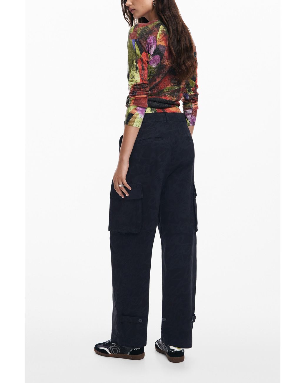 Desigual Blue M. Christian Lacroix Printed Cargo Pants, Cotton