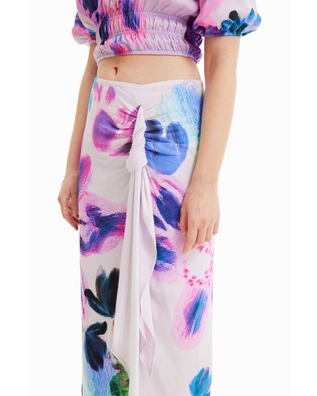 Desigual White M. Christian Lacroix Handkerchief Slit Midi Skirt, Viscose
