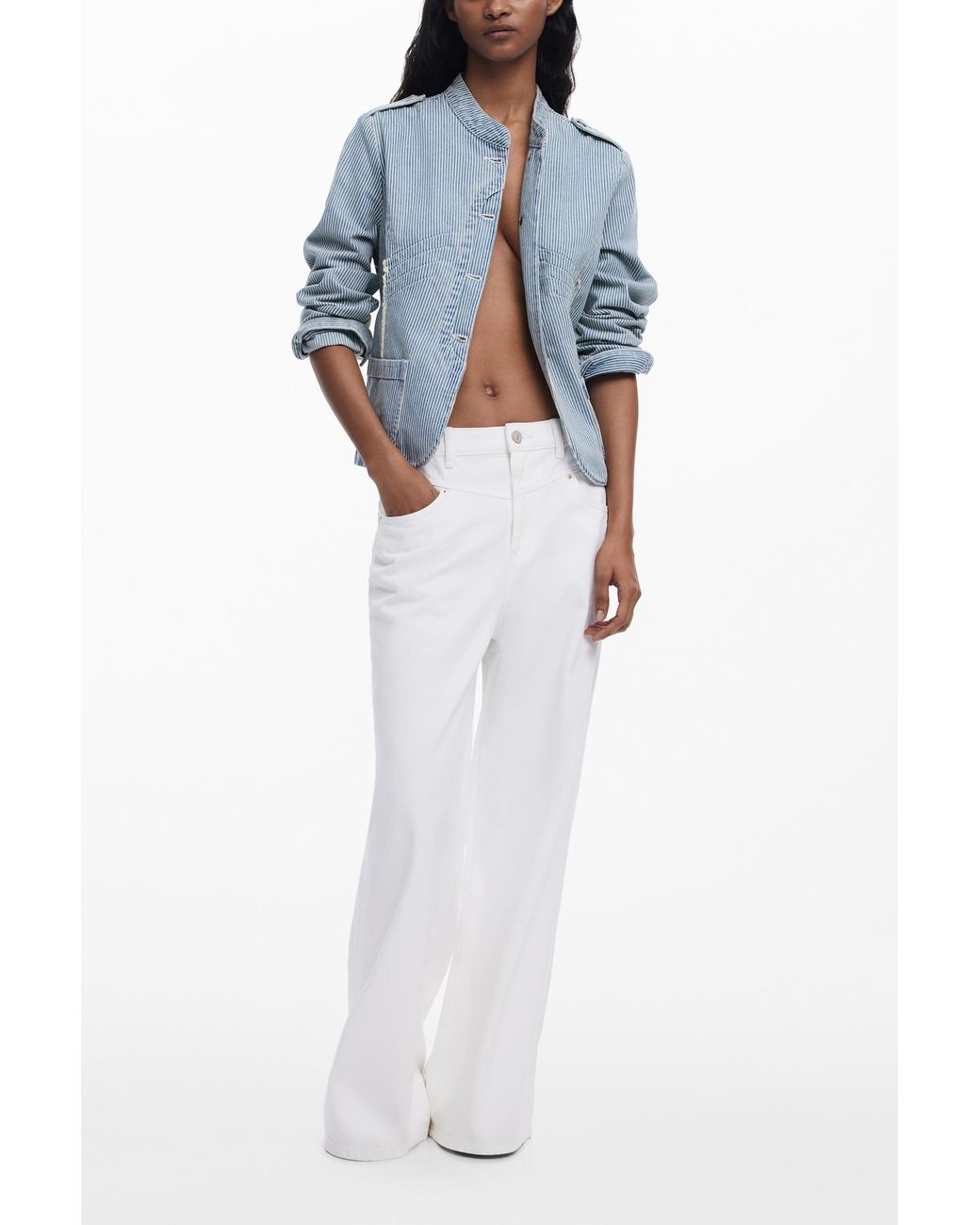 Desigual Blue Striped Trucker Jacket