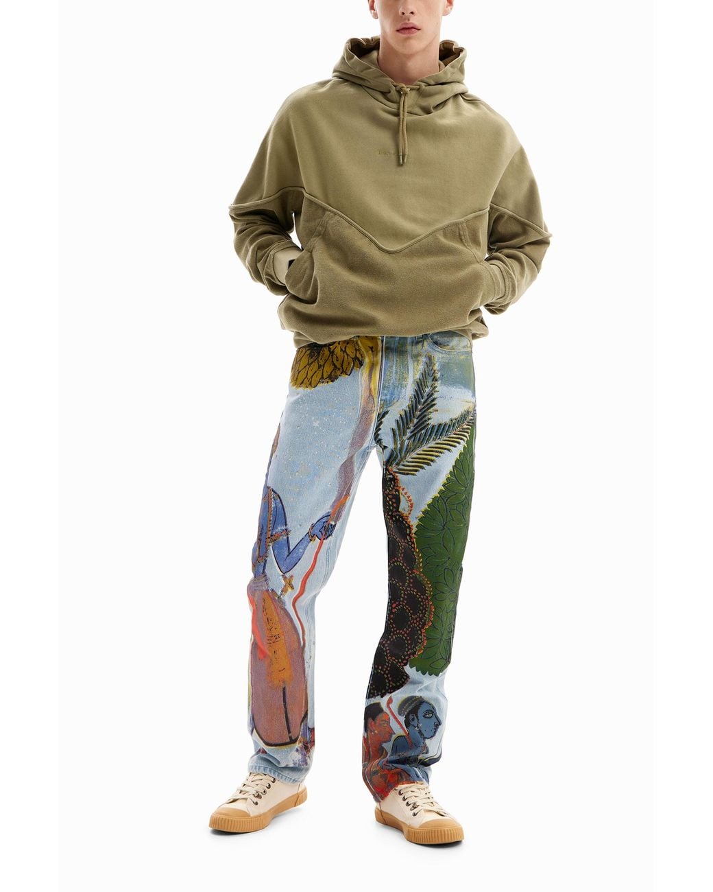 Desigual Green Two-Tone Sweatshirt, Cotton for men