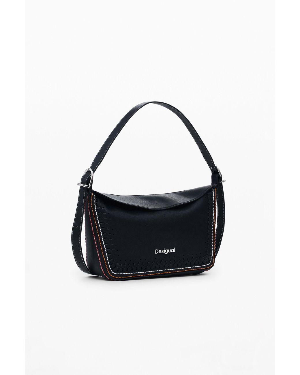 Desigual Black Bag With Braided Details, Polyurethane