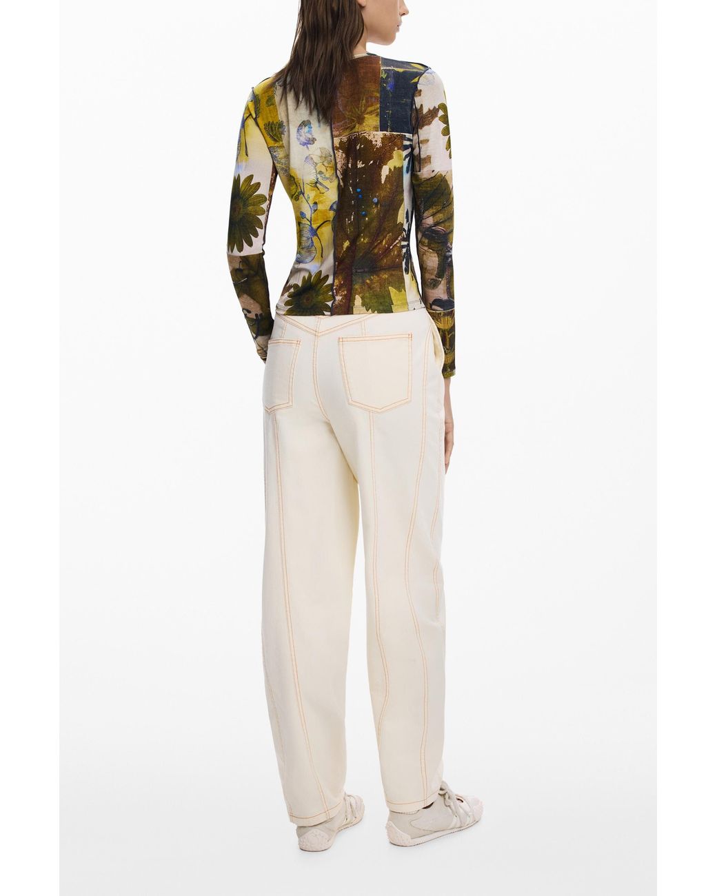 Desigual Green Autumn Floral T-Shirt, Viscose