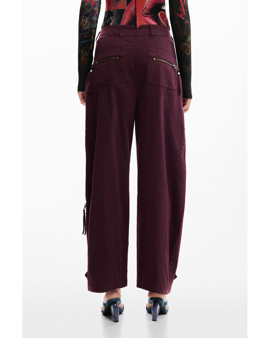 Desigual Blue Tie-Dye Trousers With Zippers, Cotton