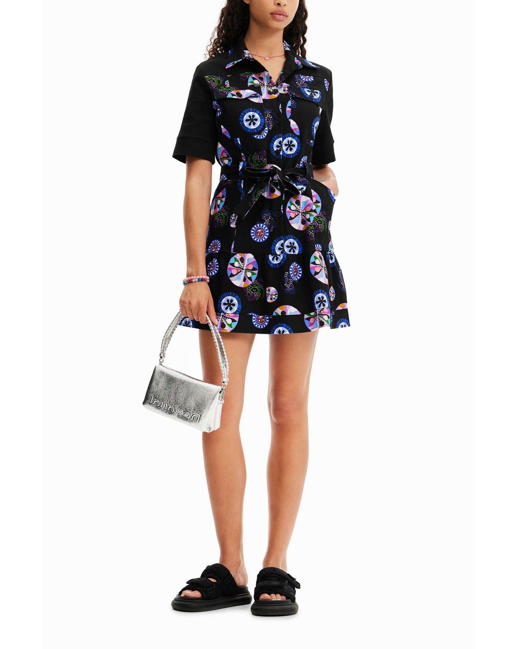 Desigual Black M. Christian Lacroix Short Ball Shirt Dress, Cotton
