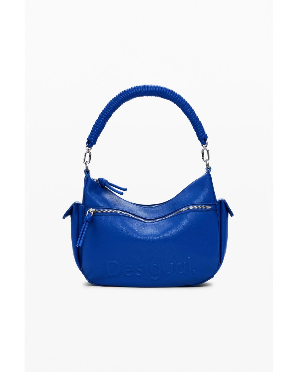 Desigual Blue Oval Bag With 3D Logo, Polyurethane