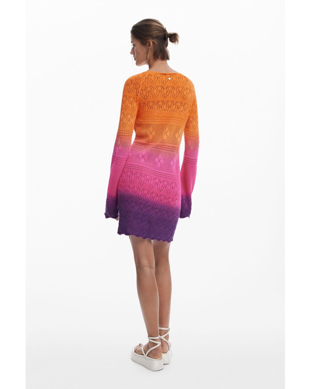 Desigual Red Tie-Dye Crochet Dress, Cotton