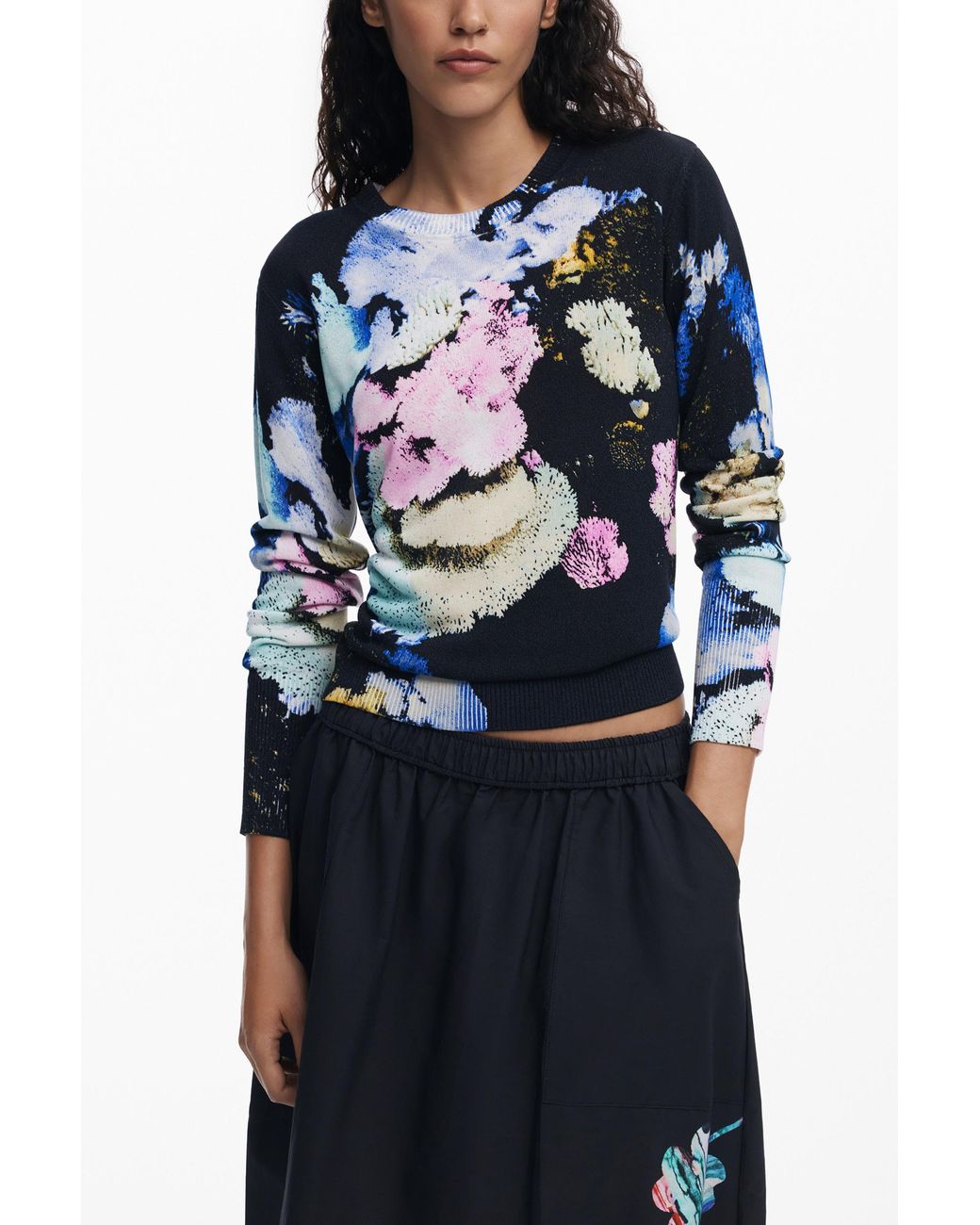 Desigual Blue Skirt Designed By Mr. Christian Lacroix, Cotton