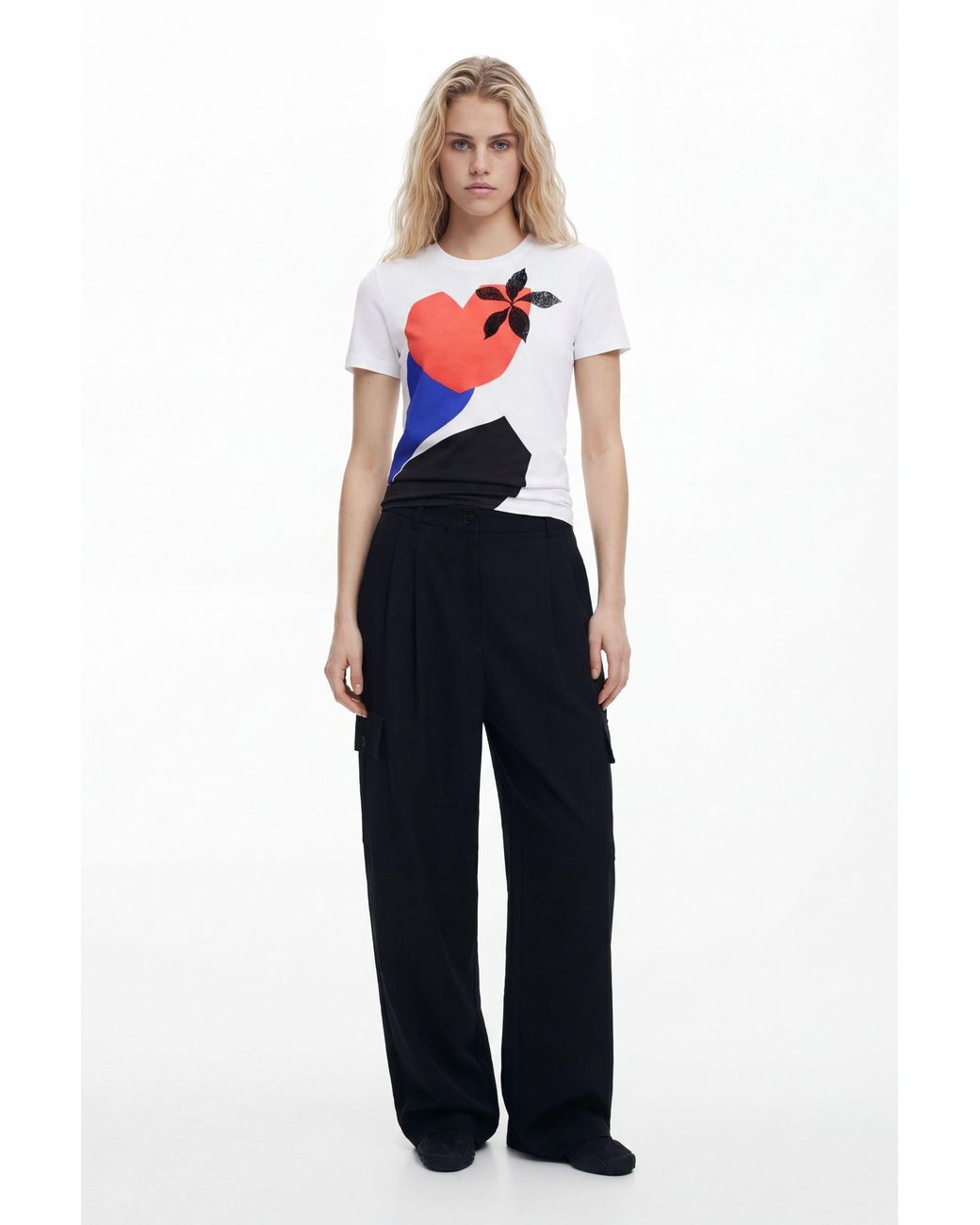 Desigual Blue T-Shirt Designed By Mr. Christian Lacroix, Cotton