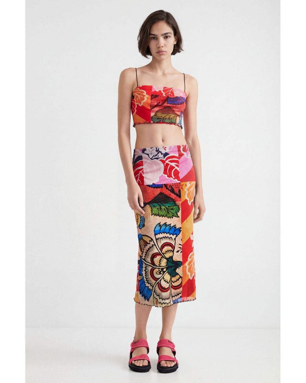 Desigual Red M. Christian Lacroix Midi Skirt, Polyester