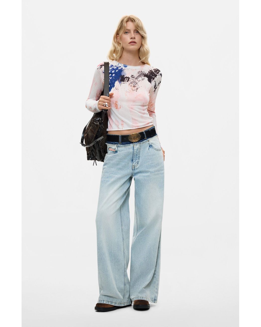 Desigual White Printed Long Sleeve T-Shirt
