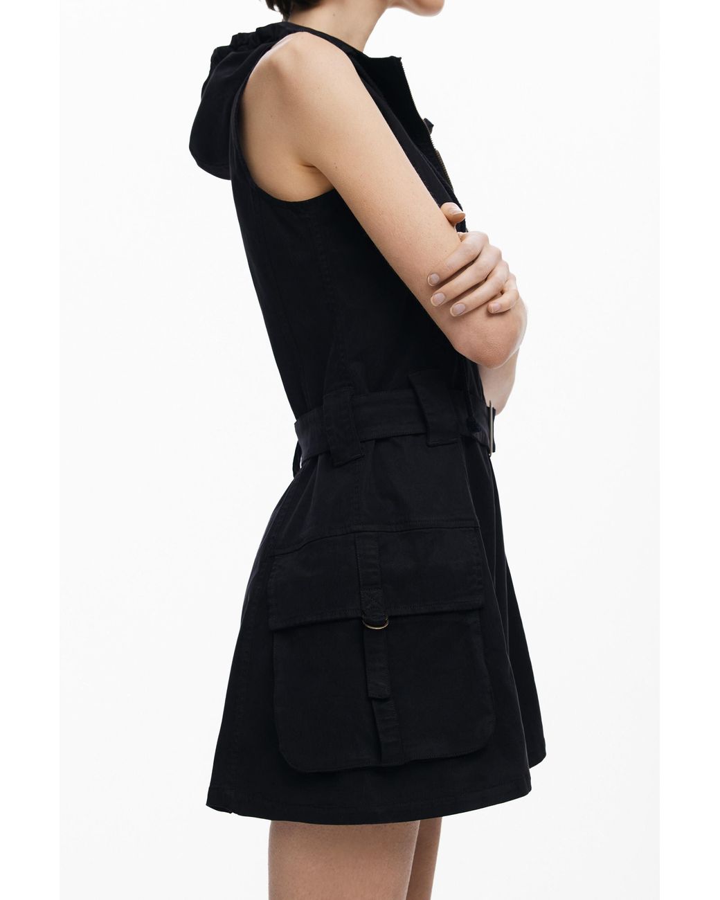 Desigual Black Utility Dress With Hood