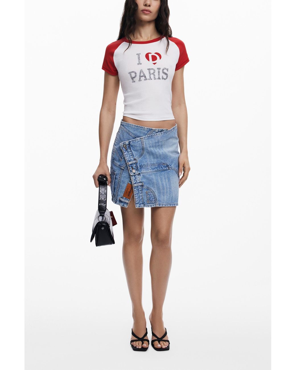Desigual Red T-Shirt "I Love Paris" Cotton